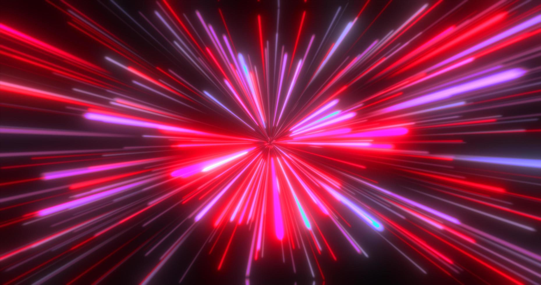 Abstract tunnel of multicolored red glowing bright neon laser energy beams lines abstract background photo