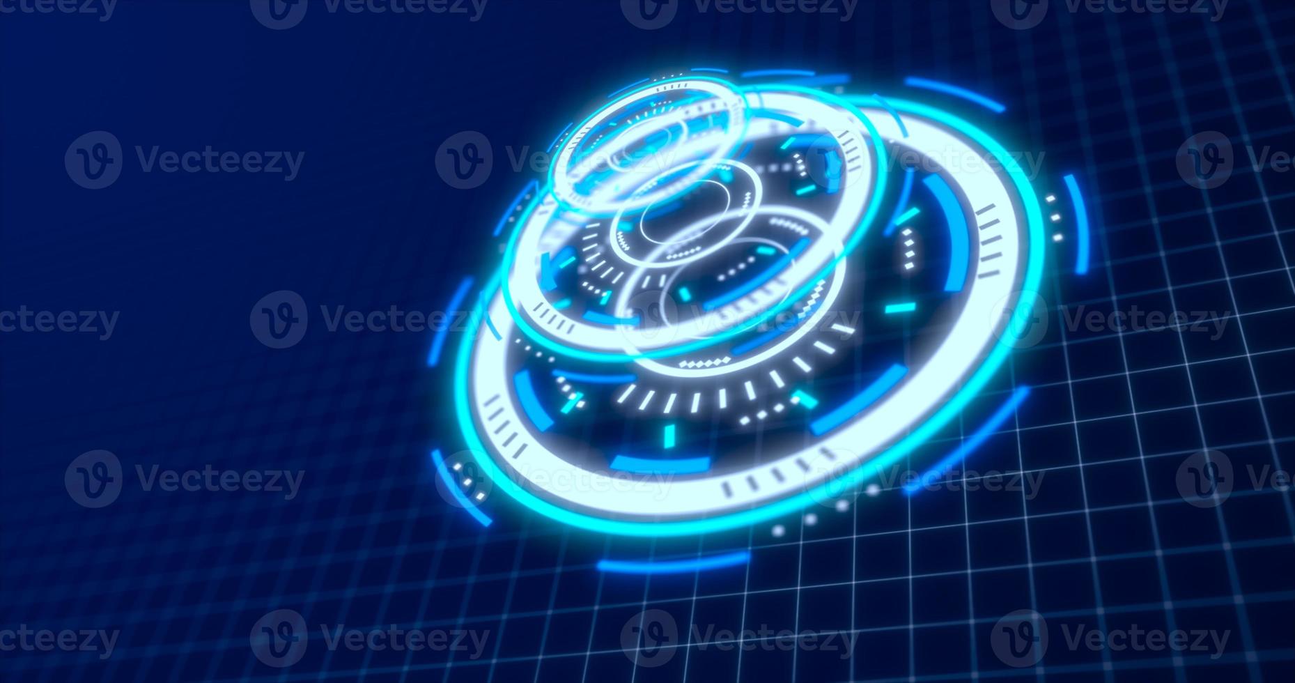 Abstract round blue ring of lines HUD elements circles energy futuristic scientific hi-tech digital abstract HUD background photo
