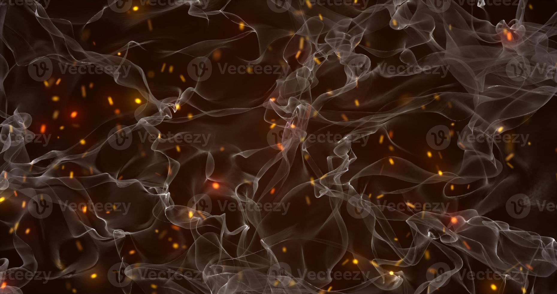 Abstract orange fiery smoke transparent with waves and sparks background photo