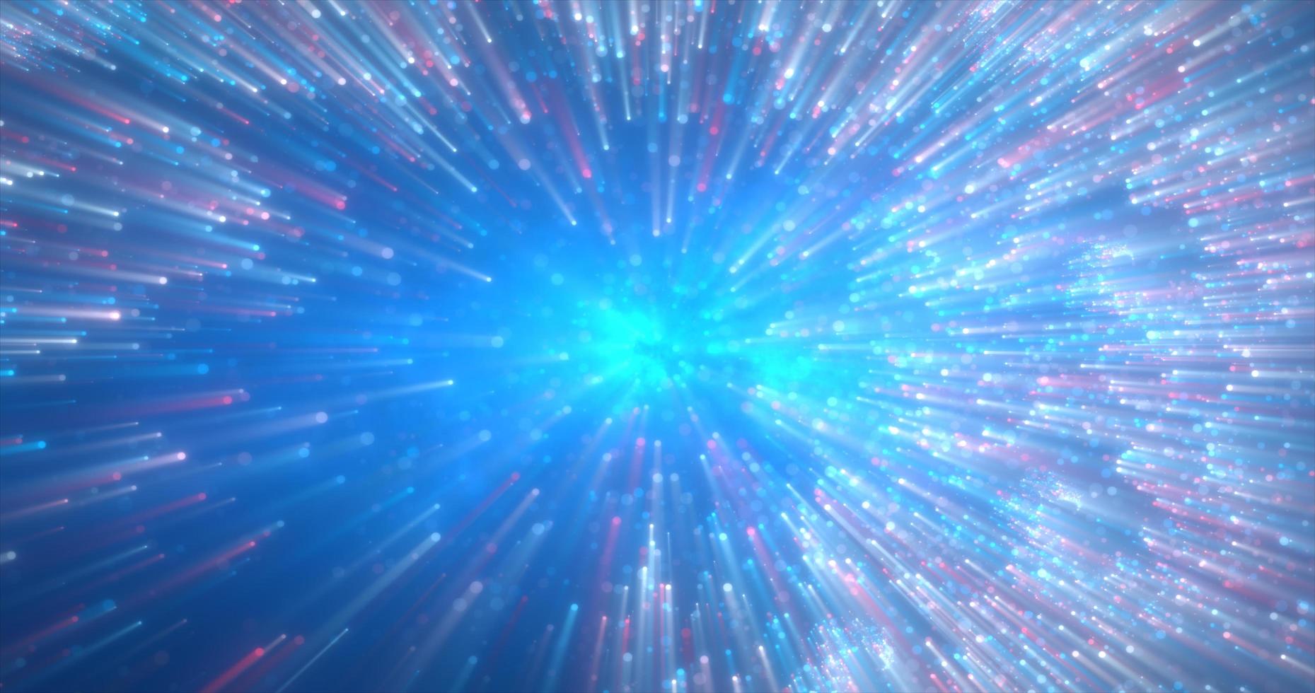 Abstract blue swirl of particles of futuristic hi-tech glowing particles with bokeh effect background photo