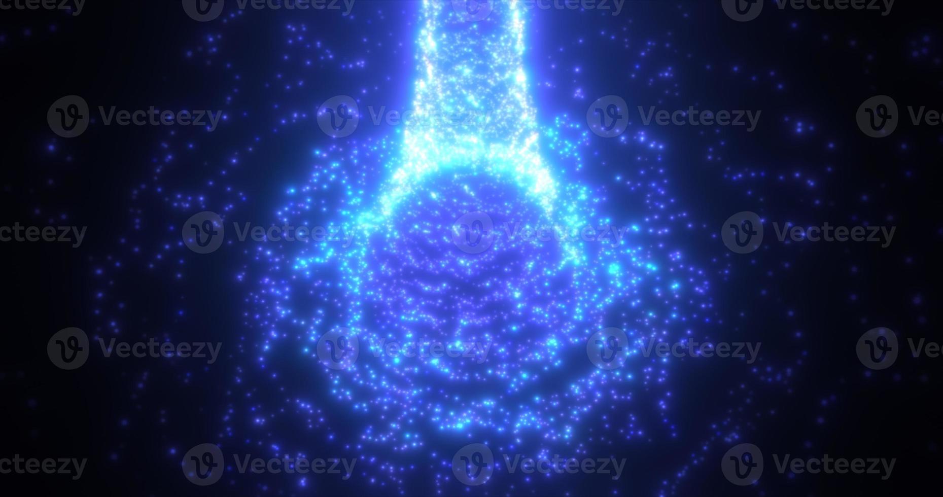 Abstract blue tunnel swirling from particles and dots of glowing bright futuristic hi-tech with a blur effect on a dark background. Abstract background photo