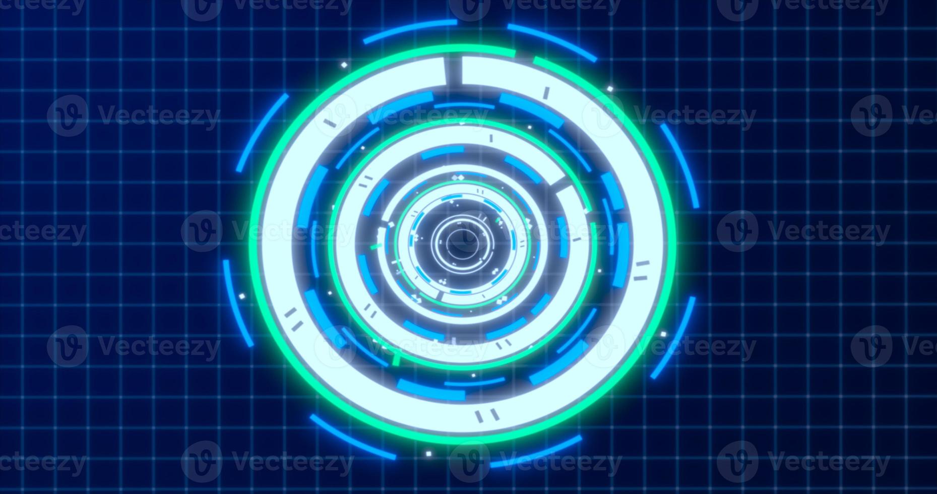 Abstract round blue ring of lines HUD elements circles energy futuristic scientific hi-tech digital abstract HUD background photo