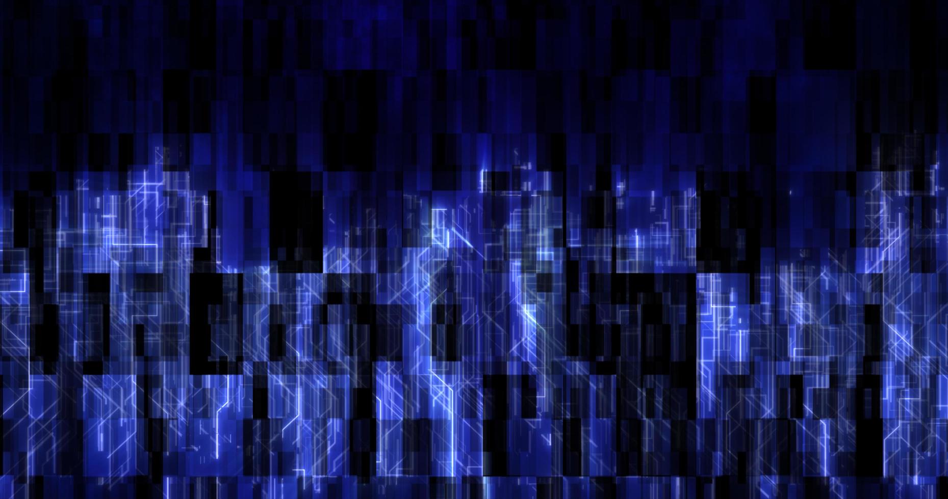 Abstract glowing energy futuristic blue hi-tech abstract background made of lines and computer stripes with square tiles photo