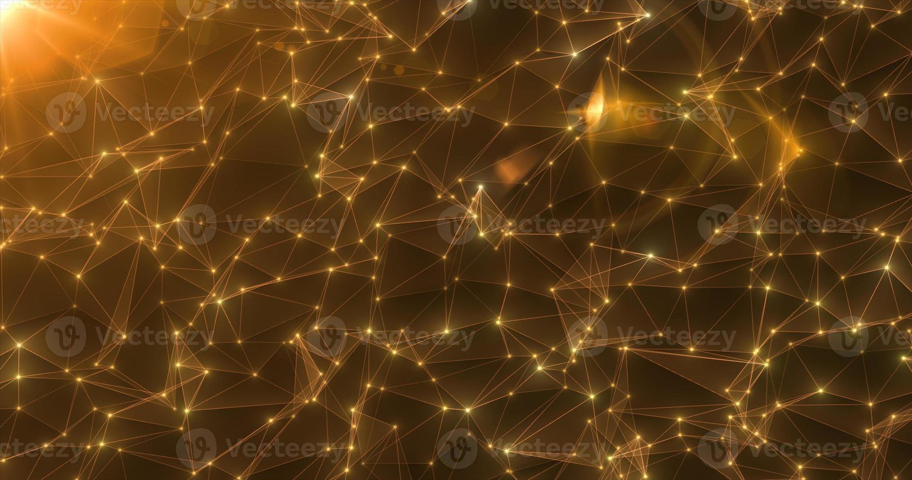 Abstract yellow glowing energy lines and triangles plexus triangulation scientific futuristic high tech background photo