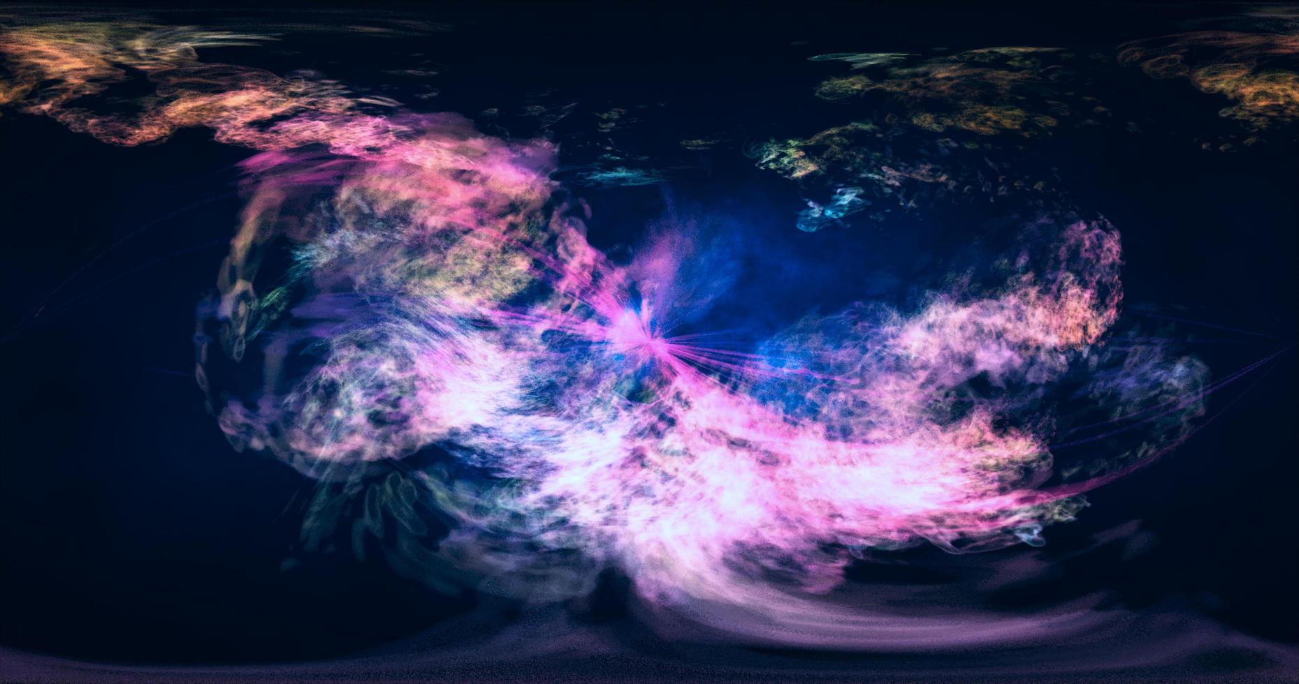 Abstract waves of iridescent glowing energy magical cosmic galactic wind bright abstract background photo