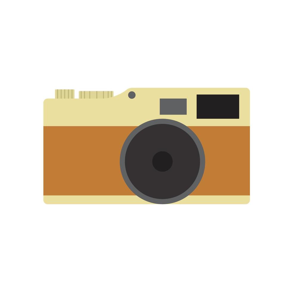 Retro camera flat vector in color. Item for set of summer travel. Summer time. Tropical vacation. Summer concept.