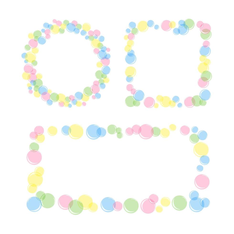 vector illustration set frames of soap bubbles