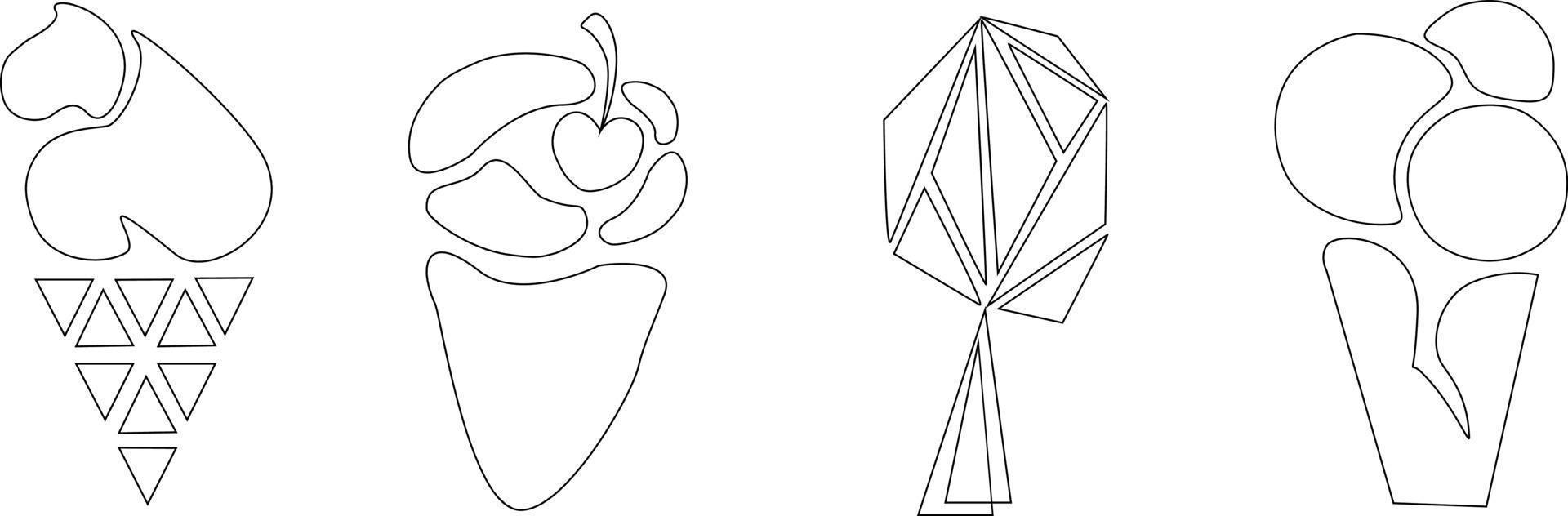 vector illustration set of outline icons stylized ice cream