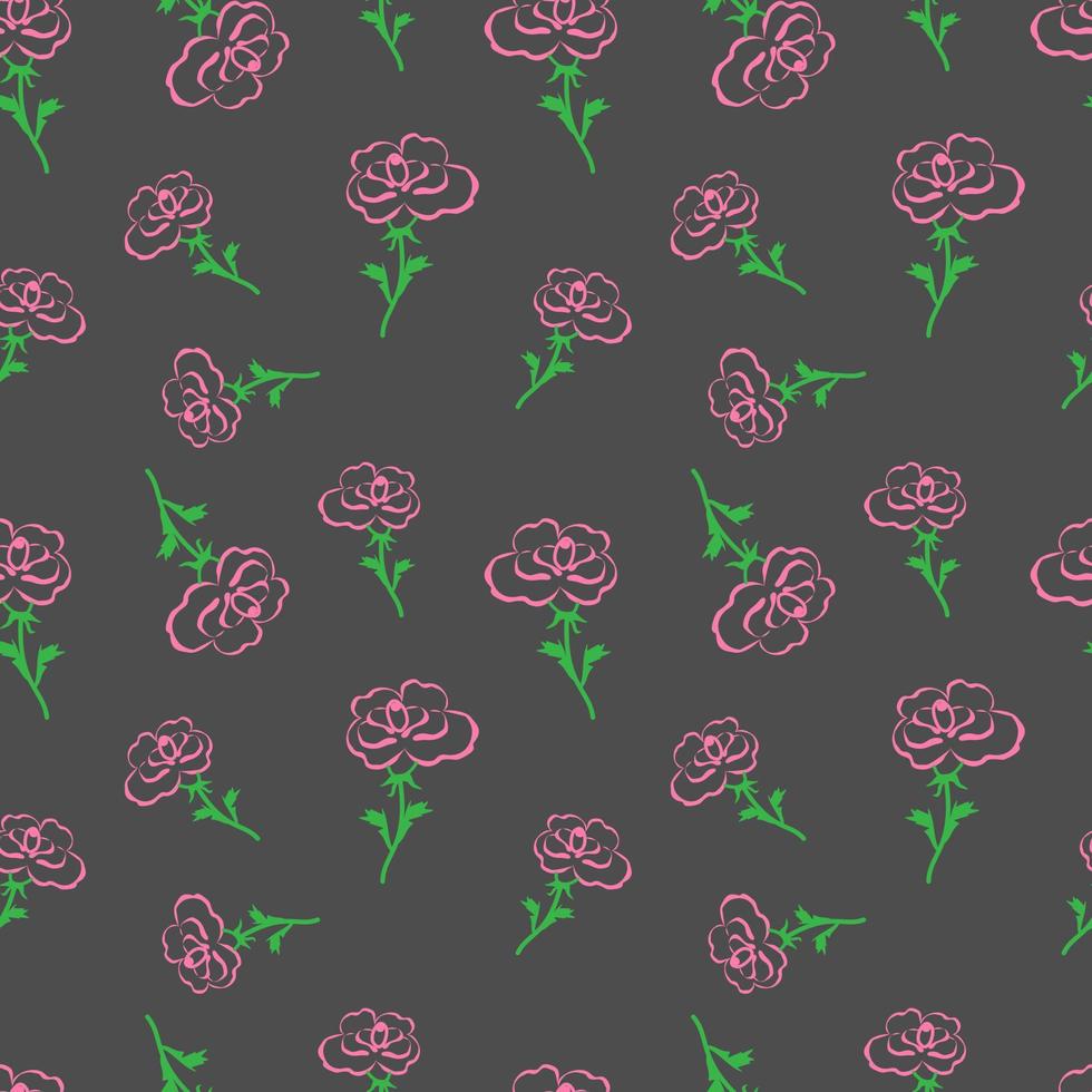 vector illustration pink stylized roses seamless pattern