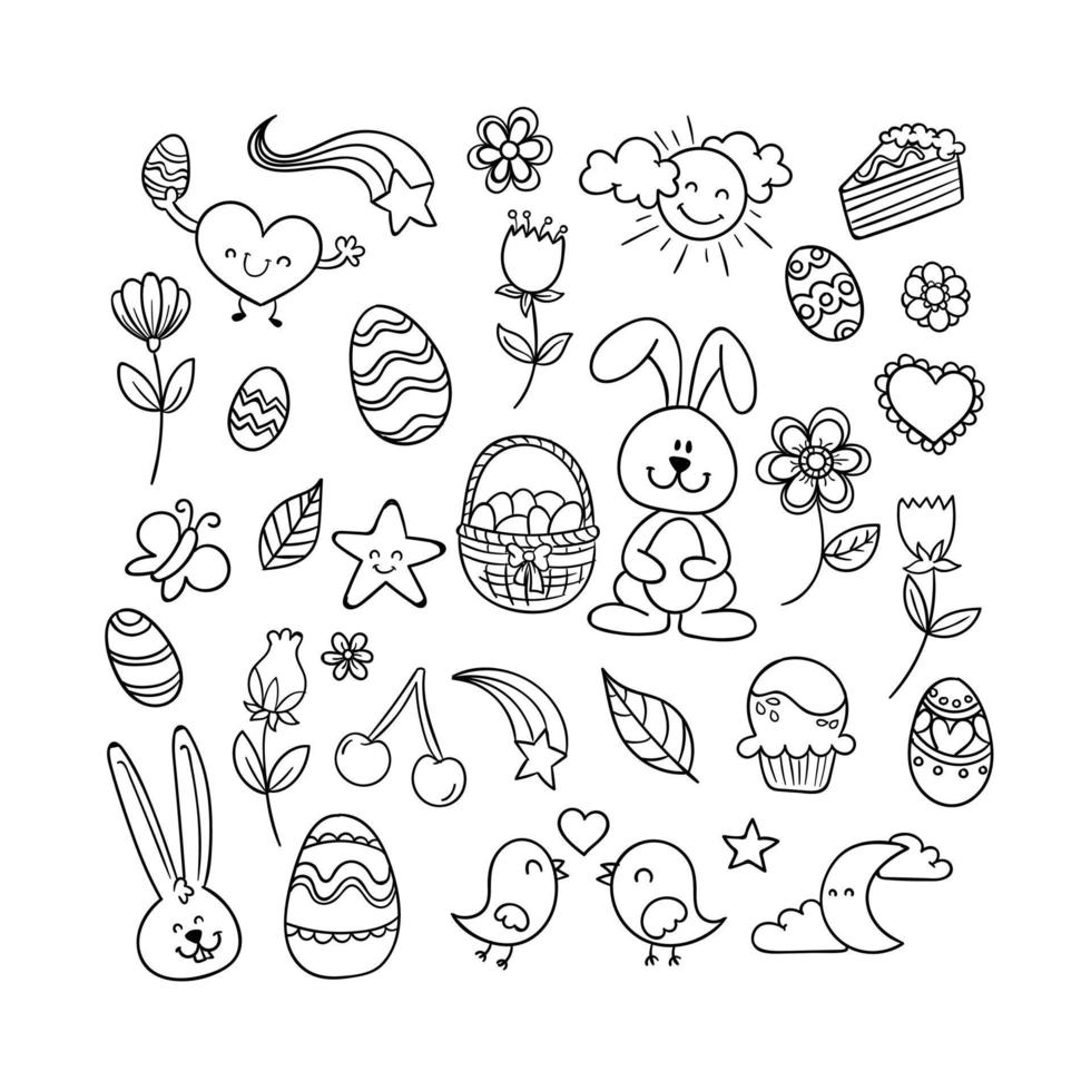 Vector illustration of Easter Day icon doodle line art. Suitable for coloring pages, coloring book, card, etc