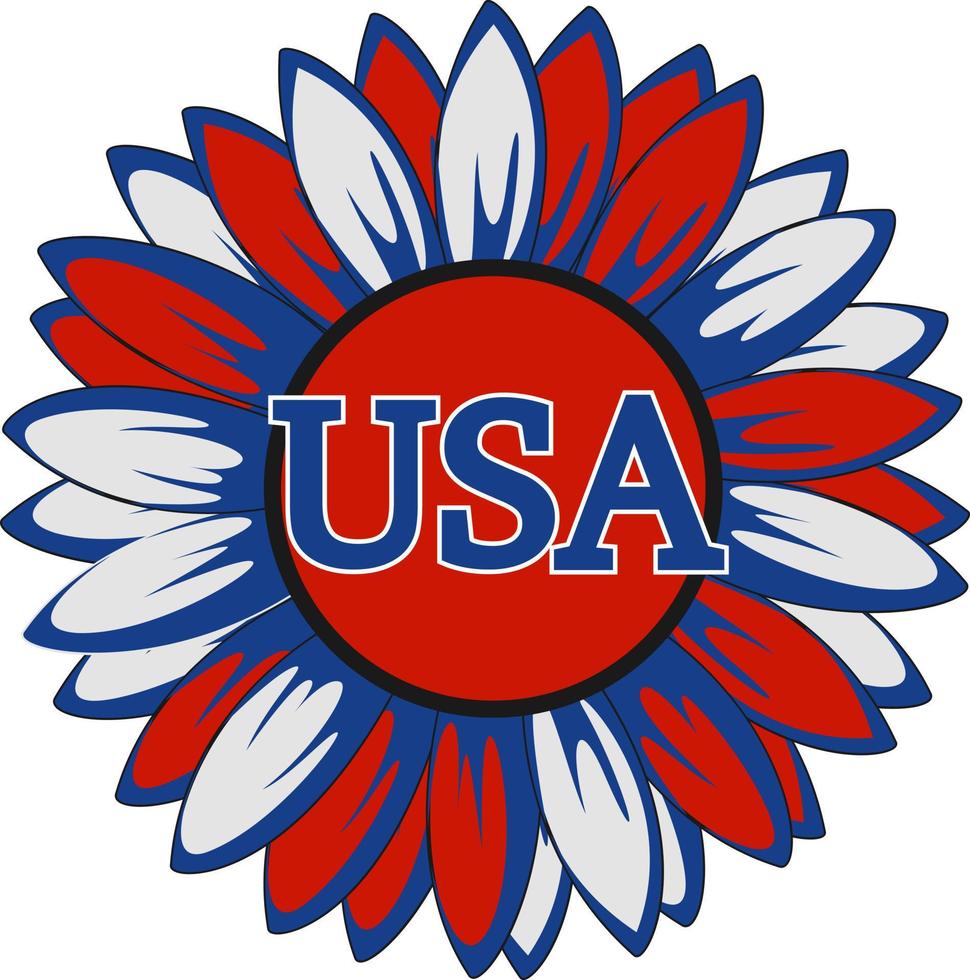 4th of July Sunflower usa vector