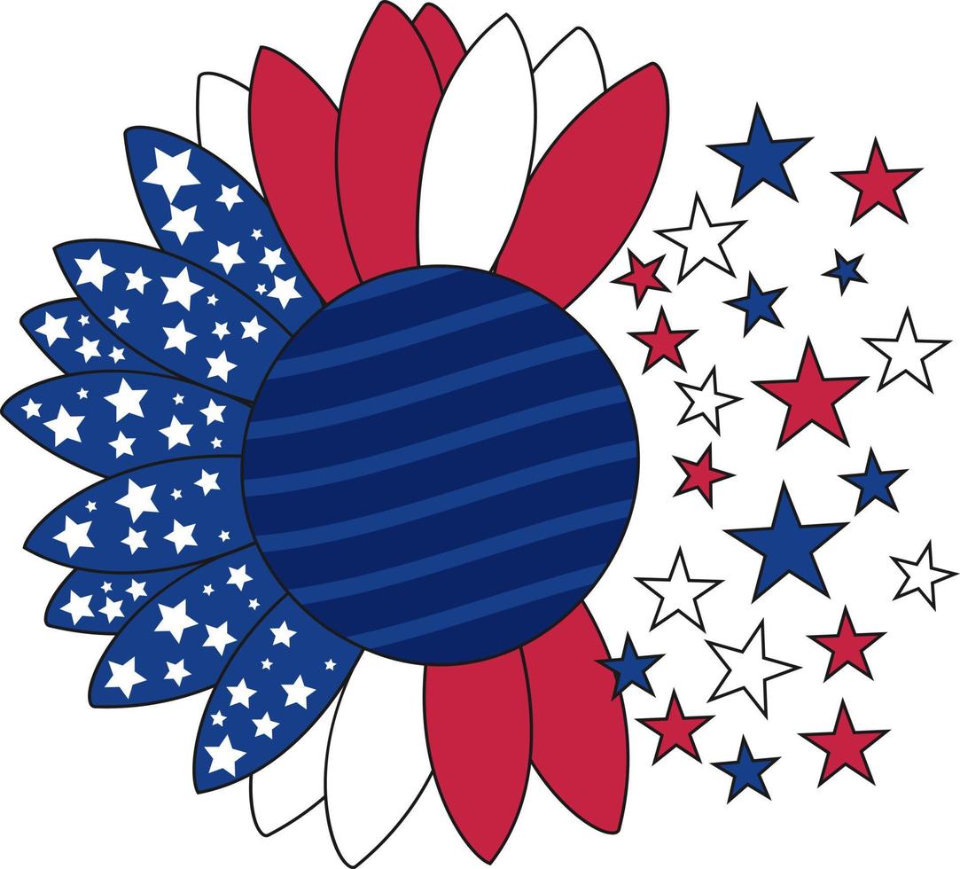 4th of July Sunflower. vector