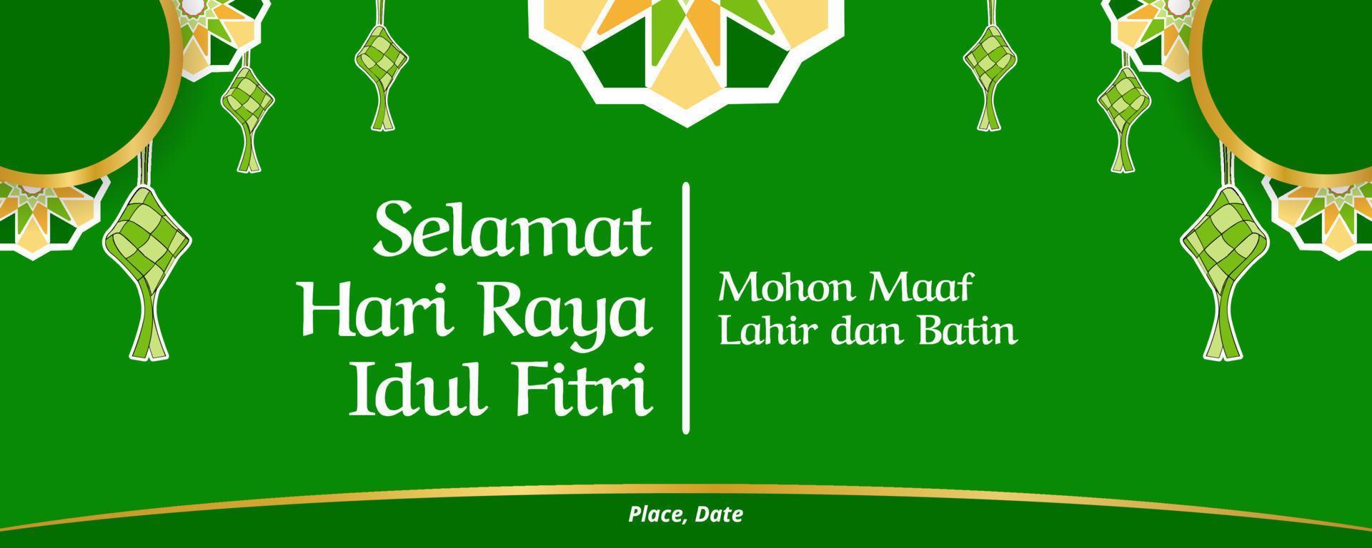 Selamat hari raya idul fitri means happy eid al fitr mubarak banner template for advertising design vector
