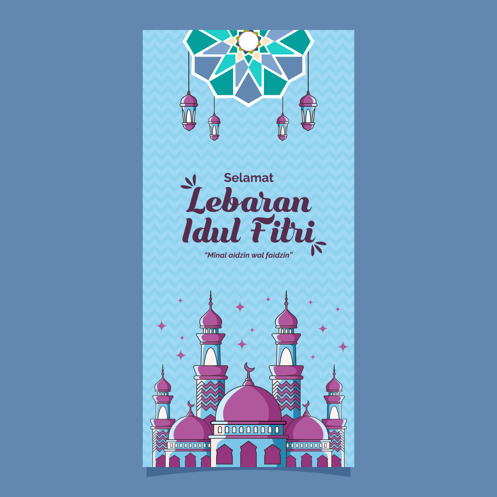 Selamat lebaran idul fitri means happy eid al fitr greeting card