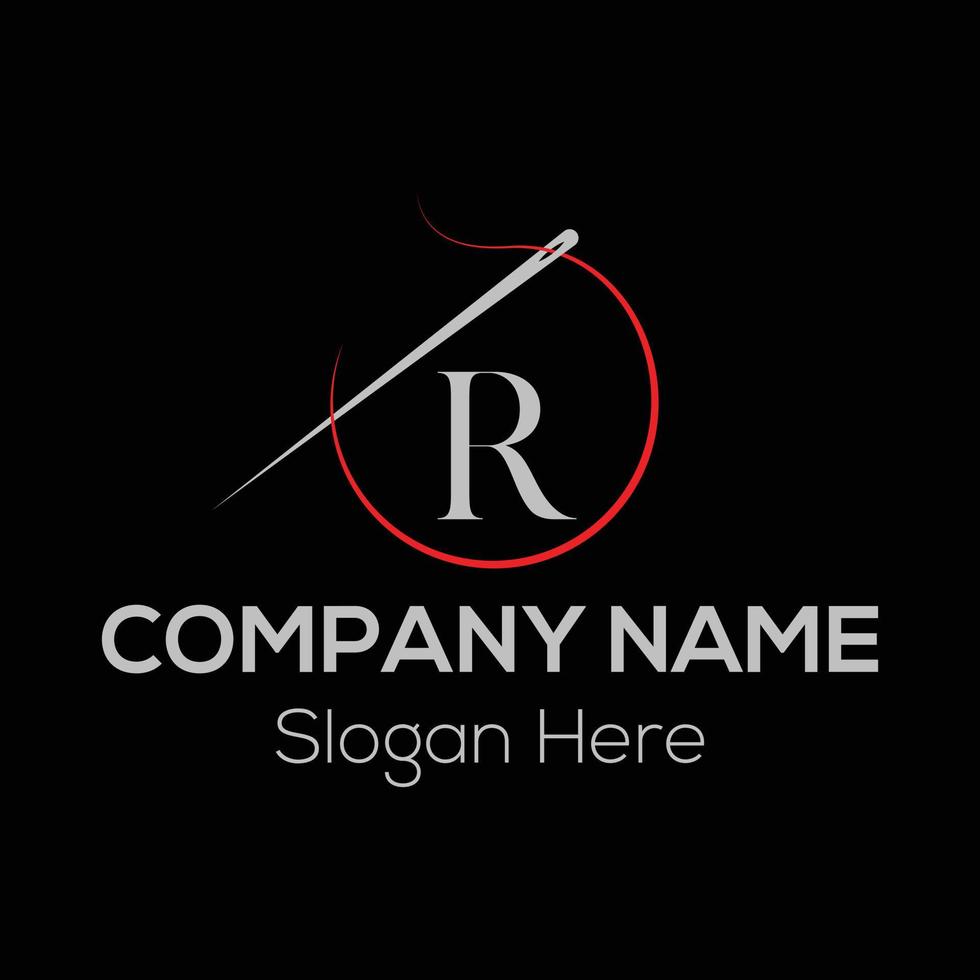 Initial Letter R Tailor Logo, Needle and Thread Combination. Needle logo, Embroider, Textile, Fashion, Cloth, Fabric Template vector