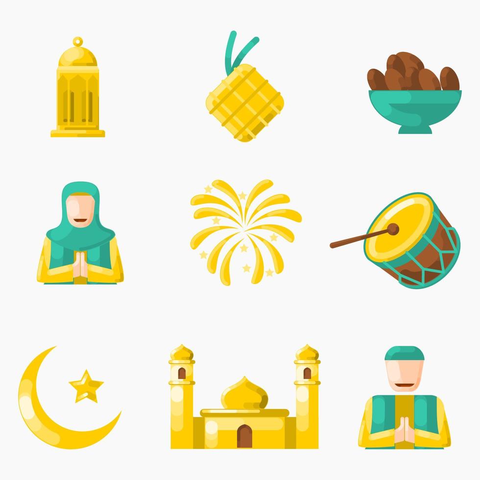 editable brillante eid fitr vector ilustración icono paquete para islámico festival relacionado diseño