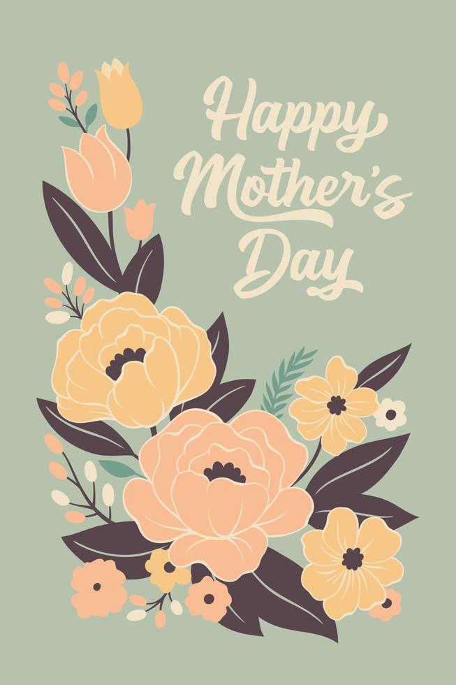 Mothers Day Floral Greeting Card vector