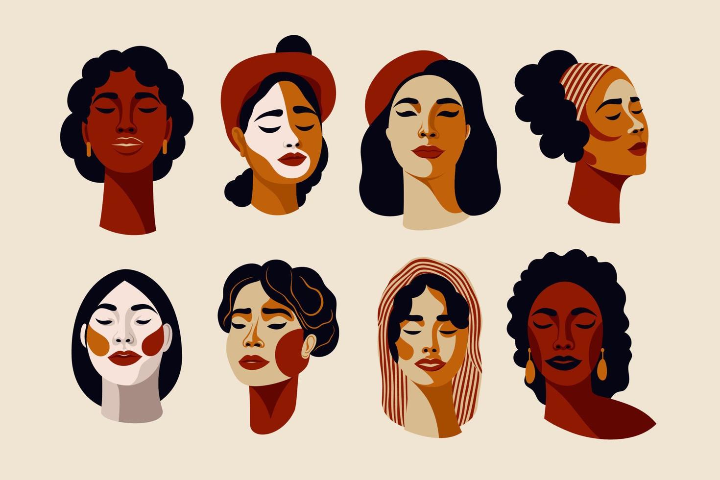 Set of various faces of women vector