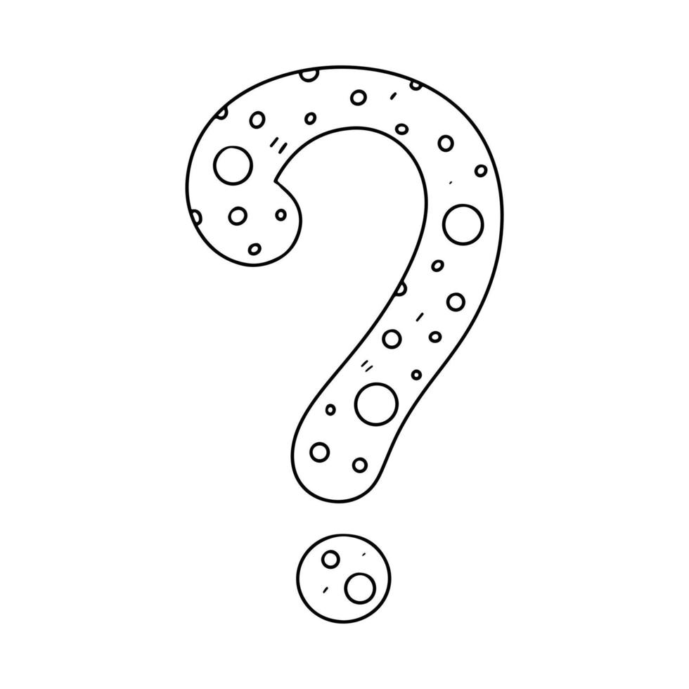 Question Mark with polka dot print in hand drawn doodle style. Vector illustration isolated on white background.