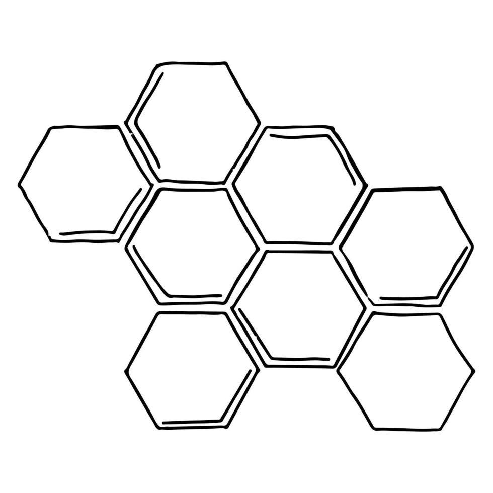 Honeycomb in hand drawn doodle style. Vector illustration isolated on white background.