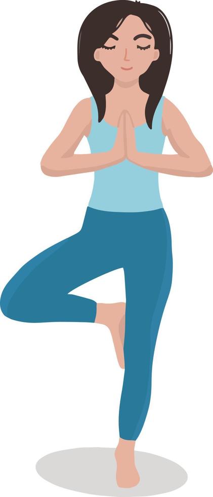 imagen de mujer en deporte vestir haciendo yoga mesitacion namaste vector ilustración