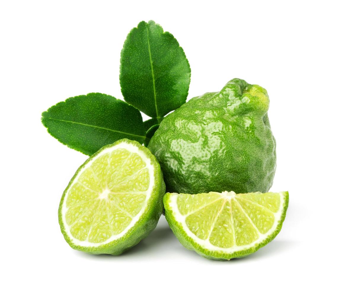 raw fresh bergamot with slice isolate on white background photo