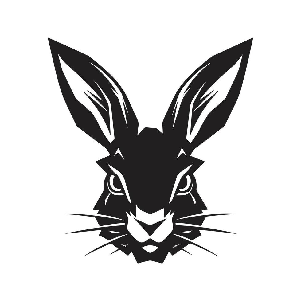 rabbit, logo concept black and white color, hand drawn illustration vector