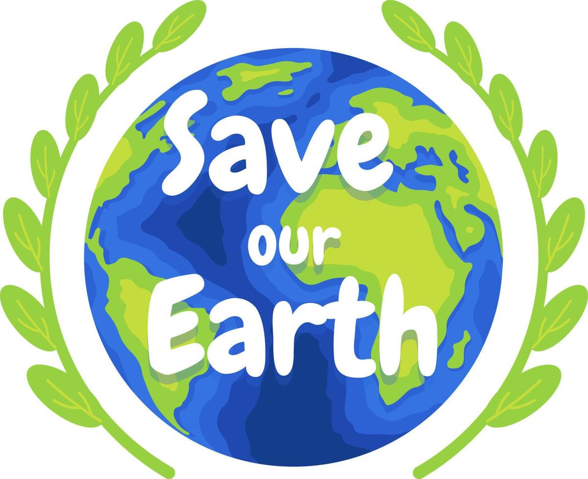 Save our Earth wreath leaf vector