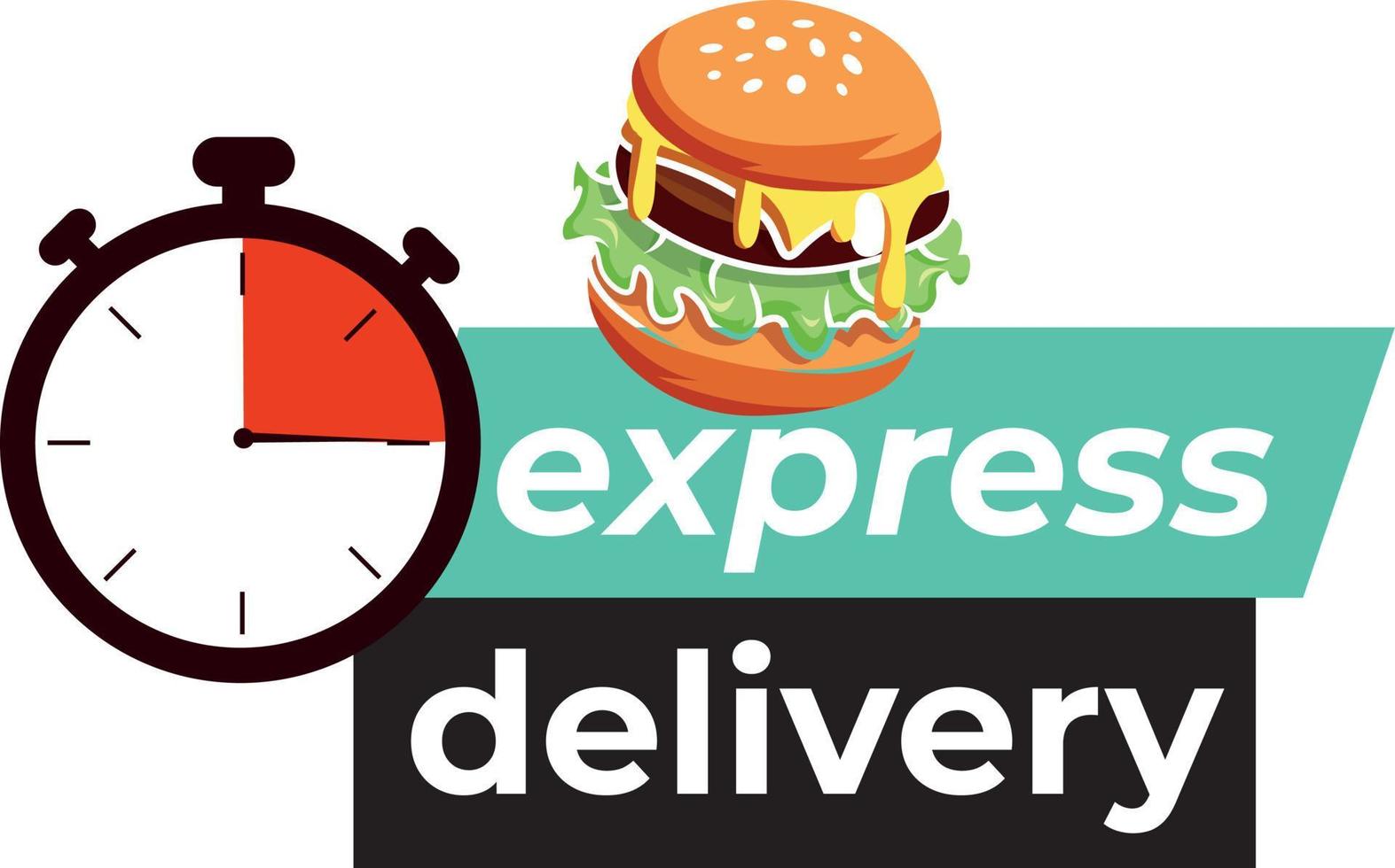 Express pizza delivery. Fast delivery. Stopwatch. Vector illustration