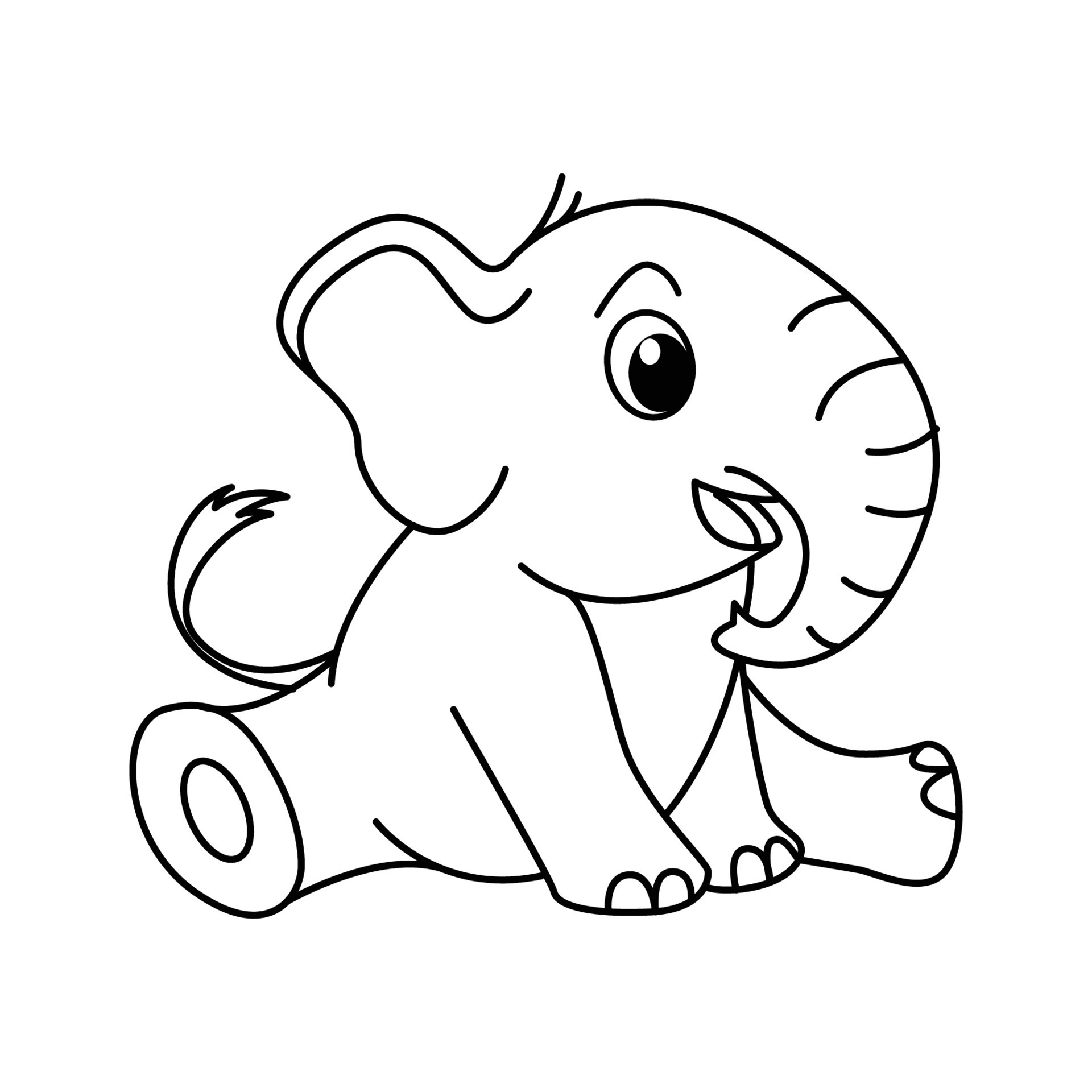 Cute elephant cartoon characters vector illustration. For kids coloring ...