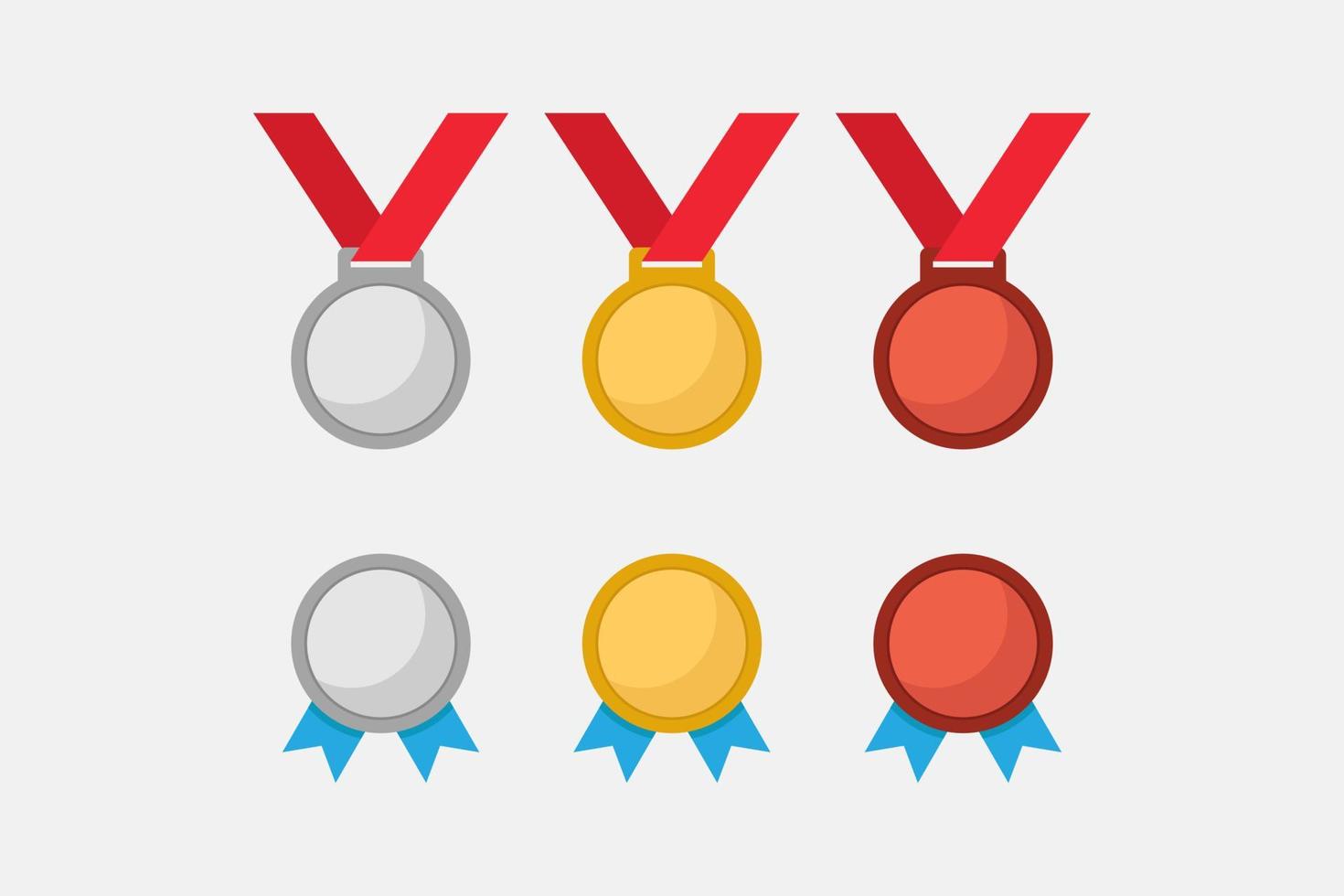 Medal vector illustration flat, gold silver, bronze medal, flat design ...