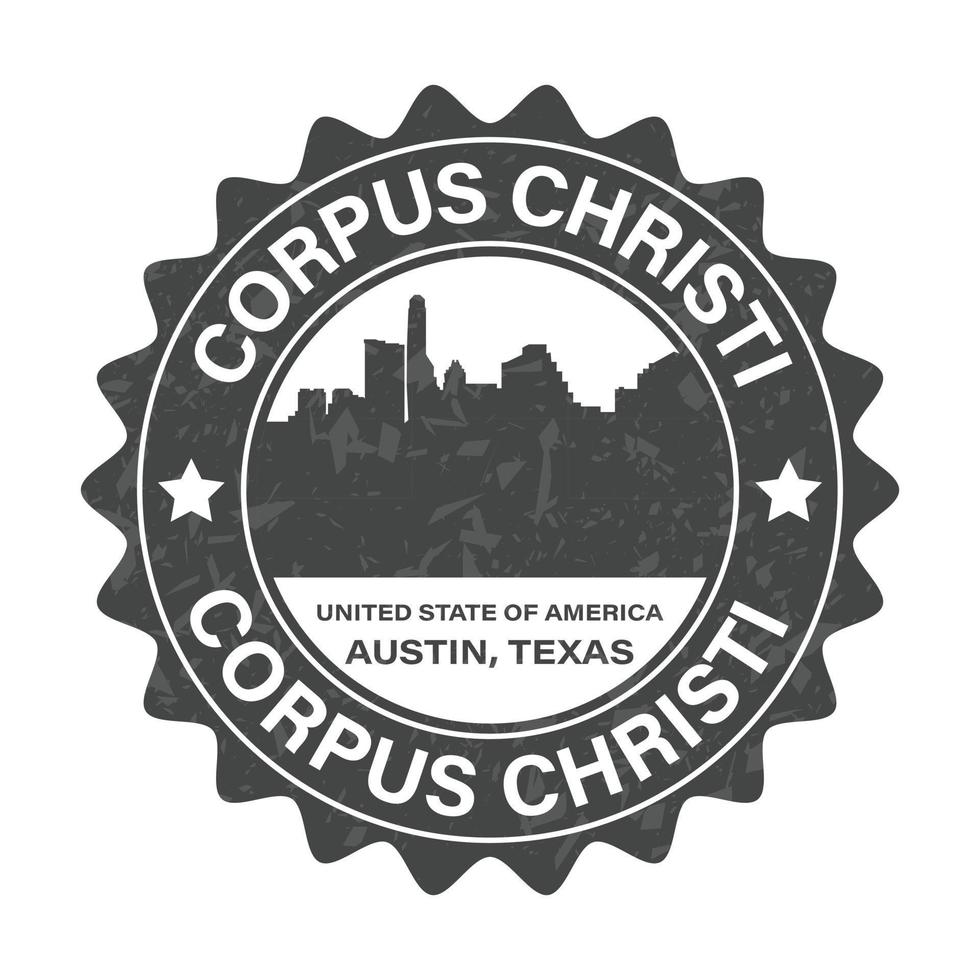 Corpus Christi Emblem, United State Of America, Austin, Texas Round Shape Badge, Stamp, Icon, Texas City Vector, Rubber, Label, Corpus Christi Grunge Rubber Vector