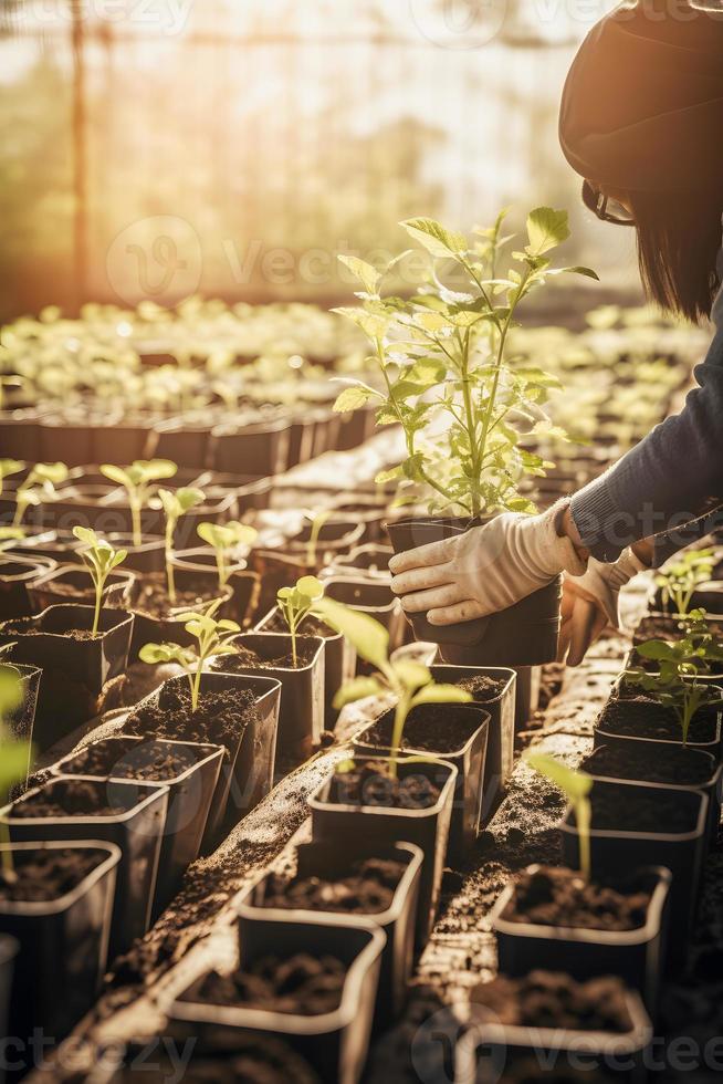 plantando arboles para un sostenible futuro. comunidad jardín y ambiental conservación - promoviendo habitat restauracion y comunidad compromiso en tierra día foto