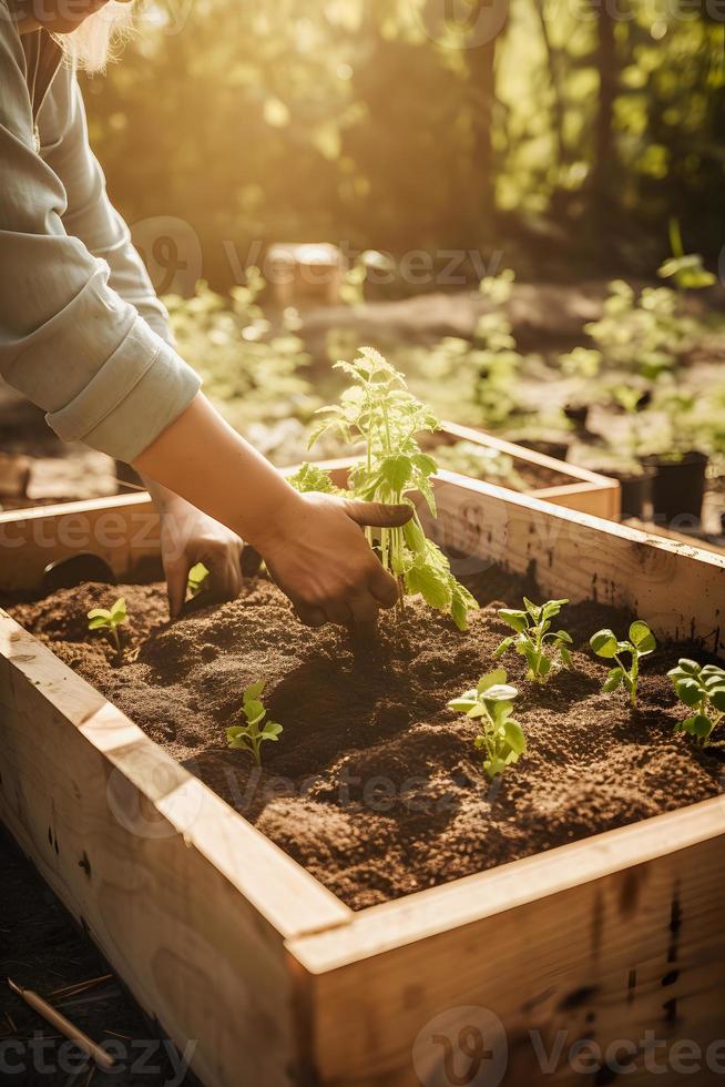 plantando arboles para un sostenible futuro. comunidad jardín y ambiental conservación - promoviendo habitat restauracion y comunidad compromiso en tierra día foto