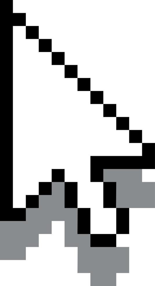 Pixel Illustration Of A Mouse Cursor Hovering With Shadow, Isolated On Transparent Background. vector