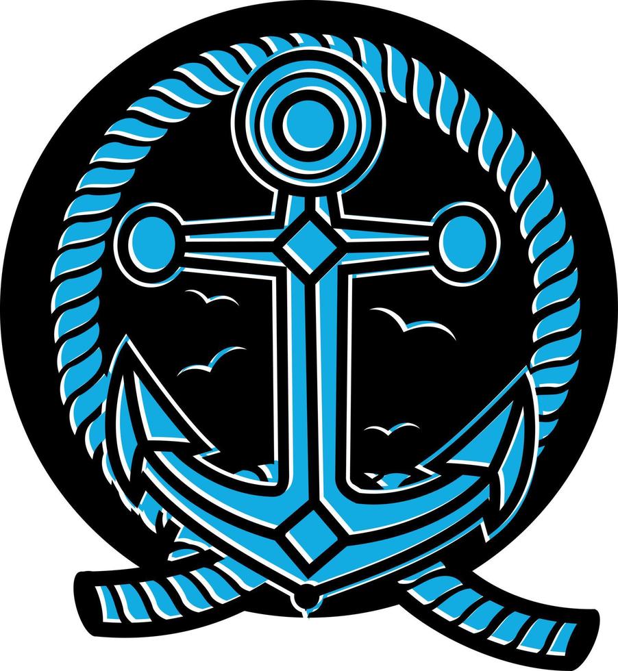 Marine Icon With Anchor And Rope, Isolated On Transparent Background. vector