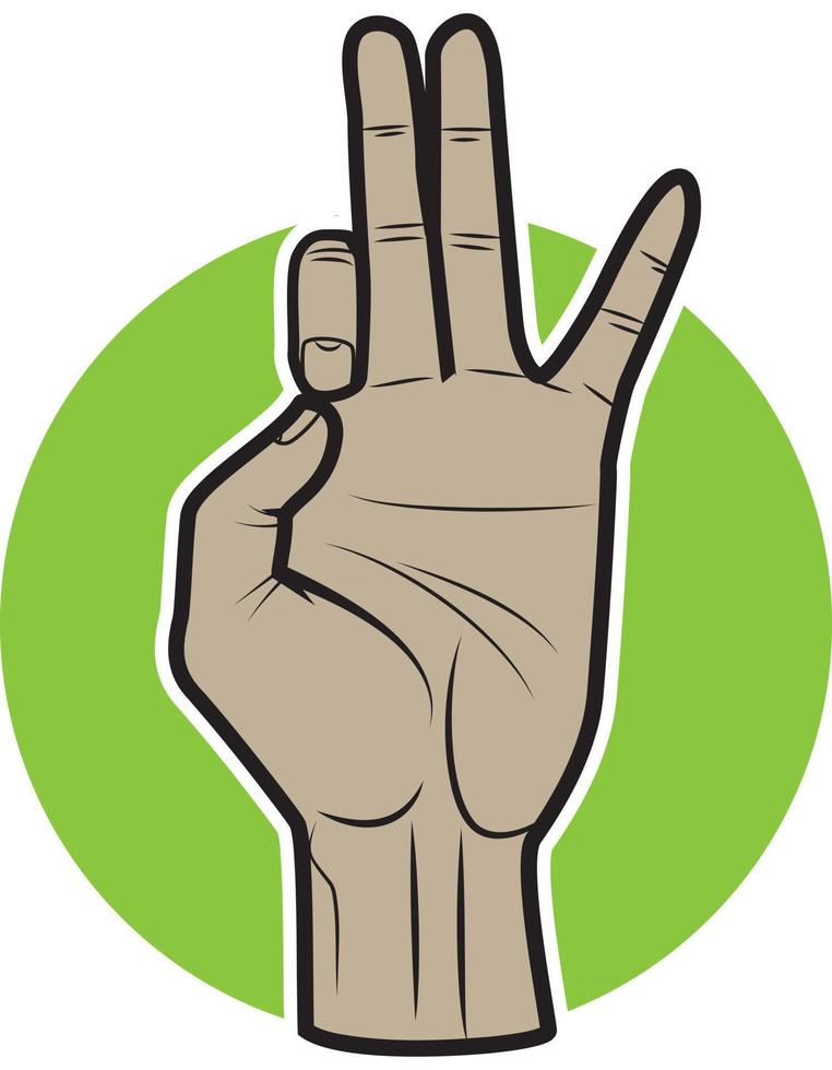 A Sign Made With Three Fingers, Isolated On Transparent Background. vector