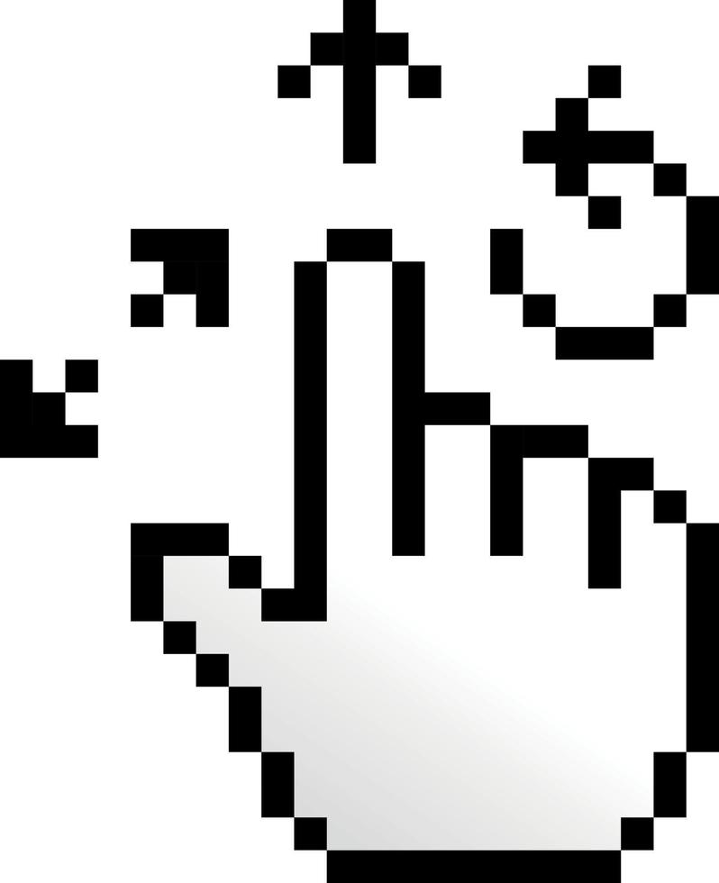 Pixel Illustration Of A Pinch Touch Gesture That Rotates, Scales, And Drags, Isolated On Transparent Background. vector