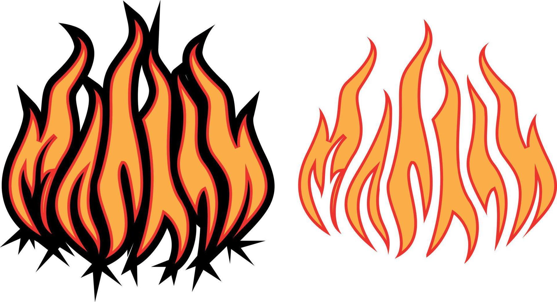 Burning Fire, Vector Clip Art, Isolated On Transparent Background.