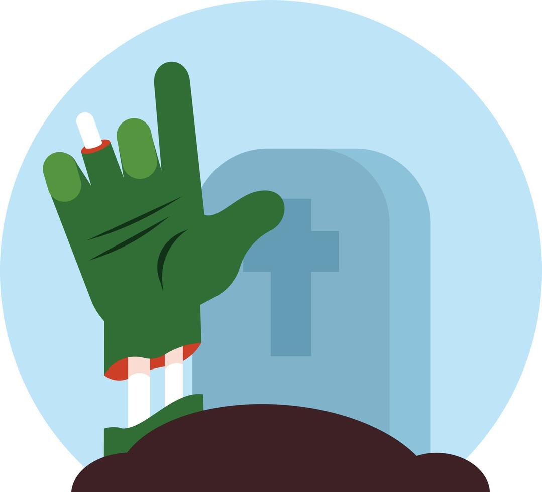 Zombie Hand Sticking Out Of A Grave, Isolated On Transparent Background. vector