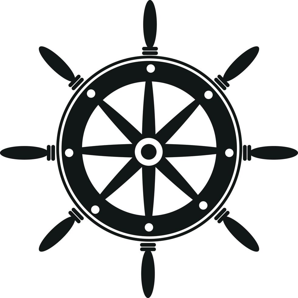 Vector Silhouette Of A Ship'S Steering Wheel, Isolated On Transparent Background.