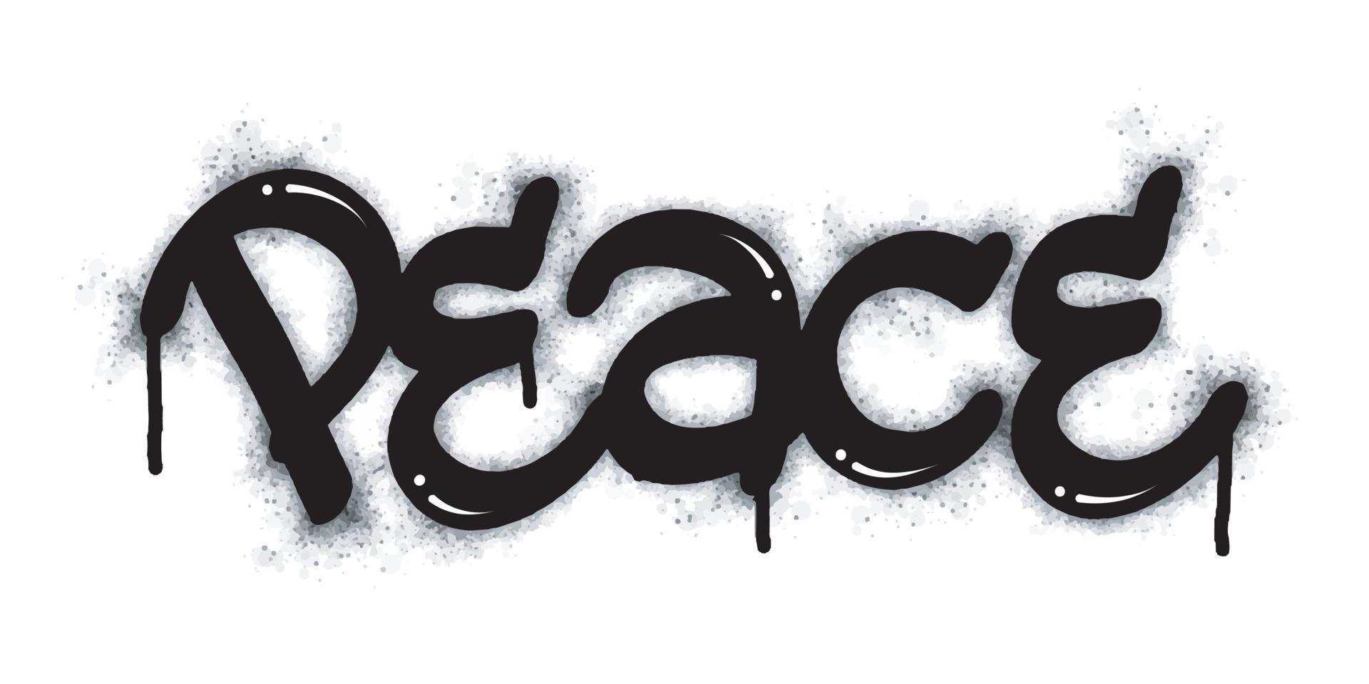 graffiti peace word and symbol sprayed in black vector