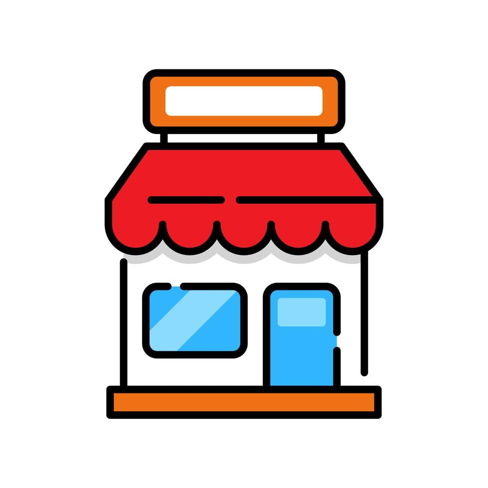 Store building icon in colorful style isolated on white background vector
