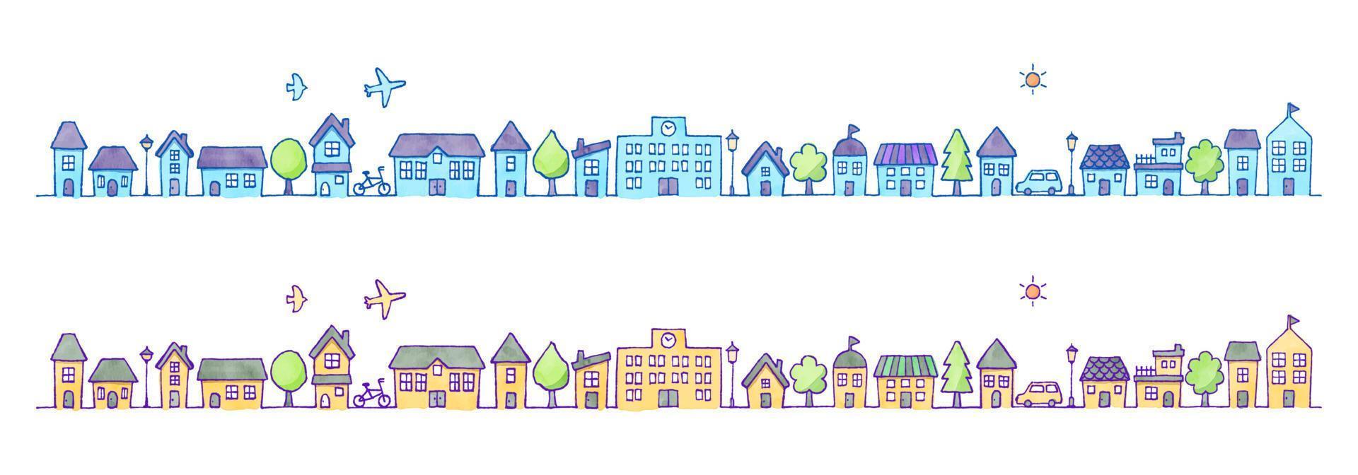 Hand drawn cityscape, vector illustration