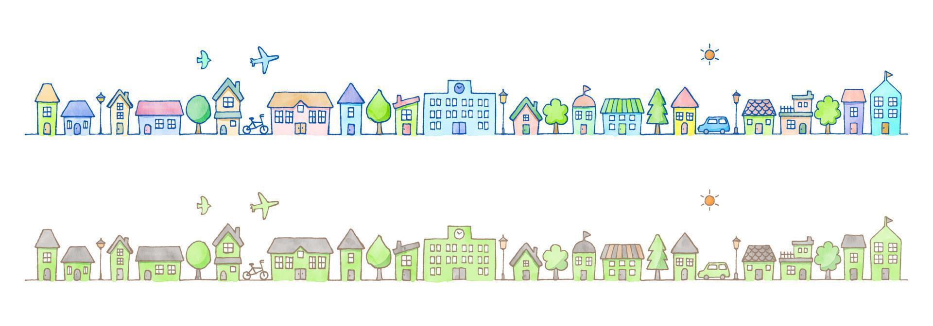 Hand drawn cityscape, vector illustration