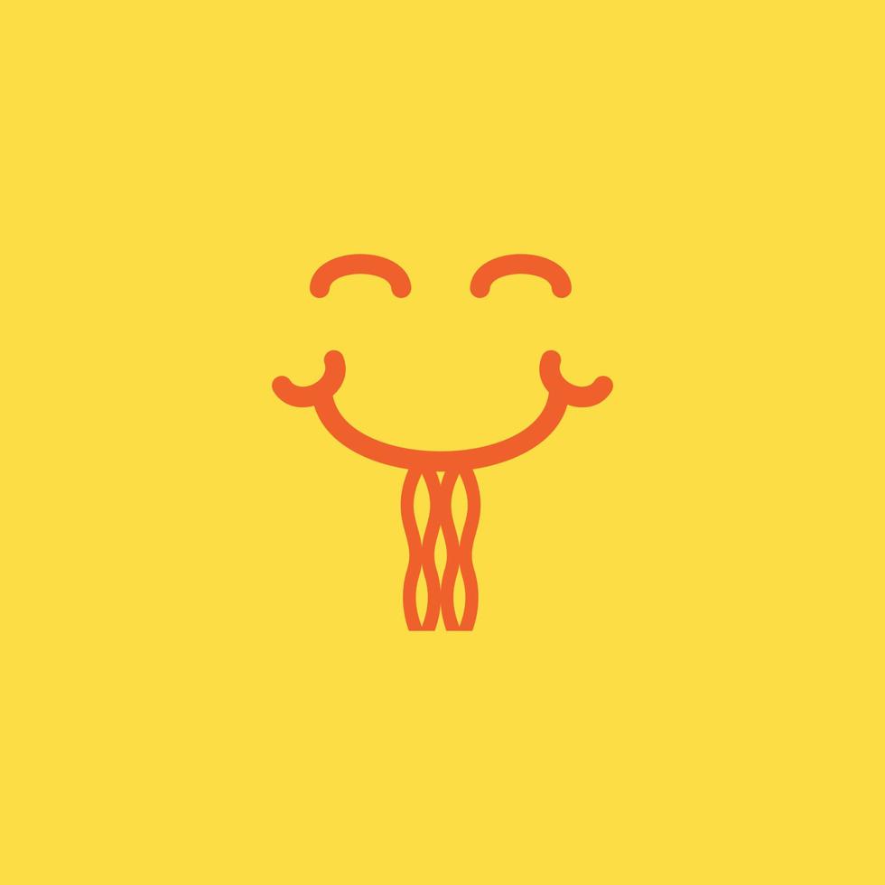 flat design expression of eating delicious noodles vector