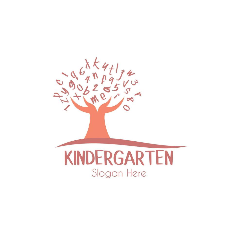 Preschool logo design. Kindergarten icon template. Play group education vector illustration