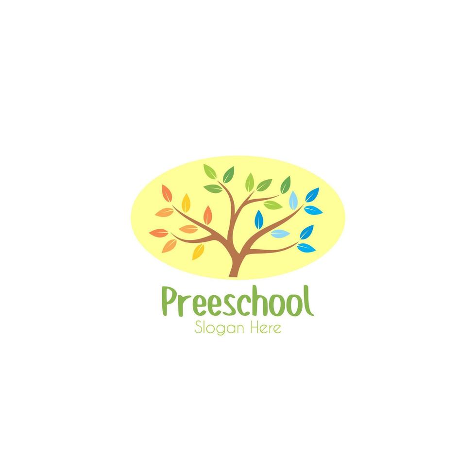 Preschool, kindergarten, playgroup logo icon design template. Children school vector illustration