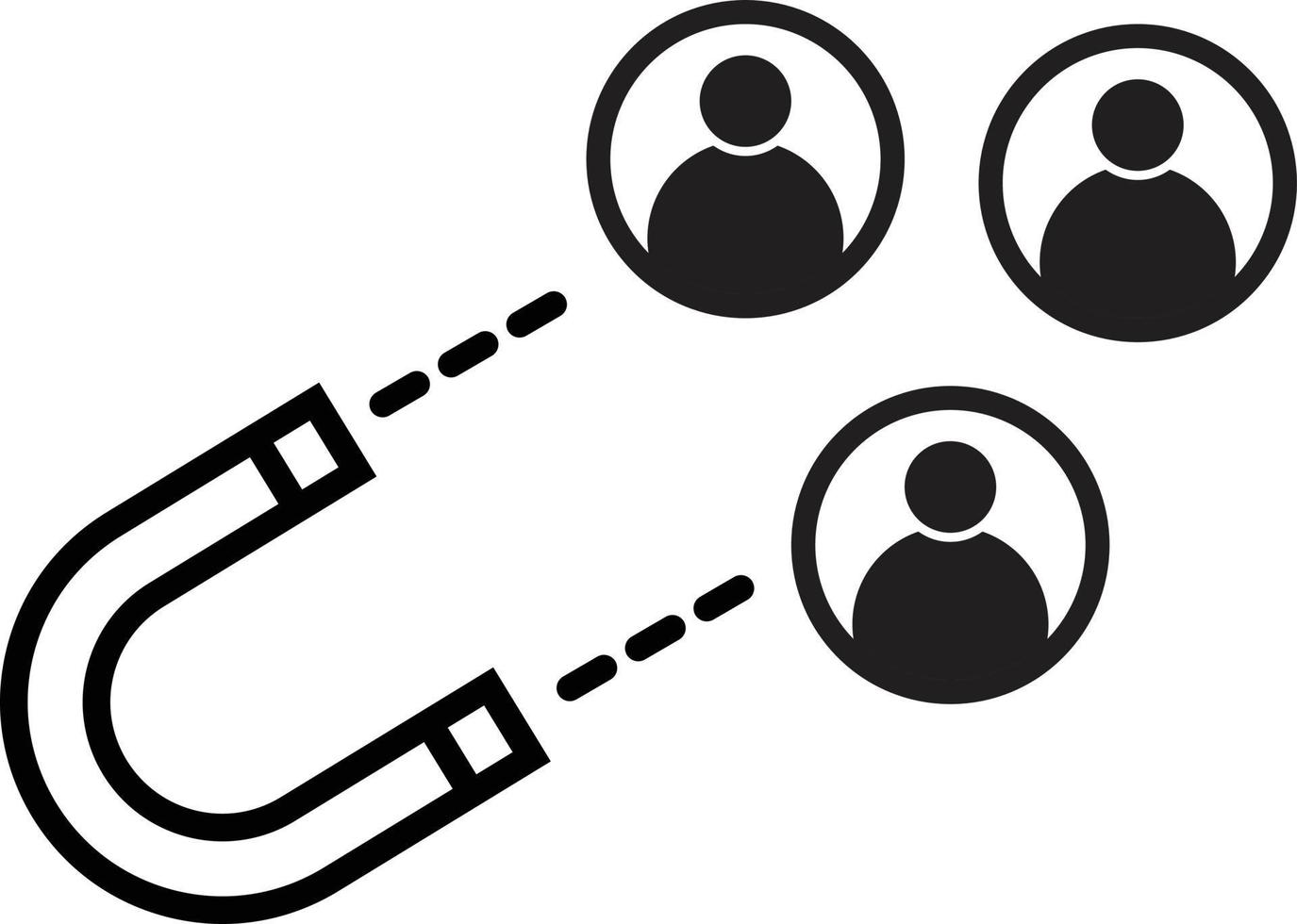 Customer retention icon with a magnet on white background. Customer attraction strategy sign. Magnet customer symbol. vector
