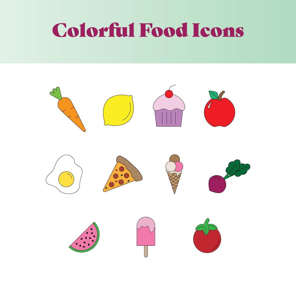 Colorful Food Icons vector